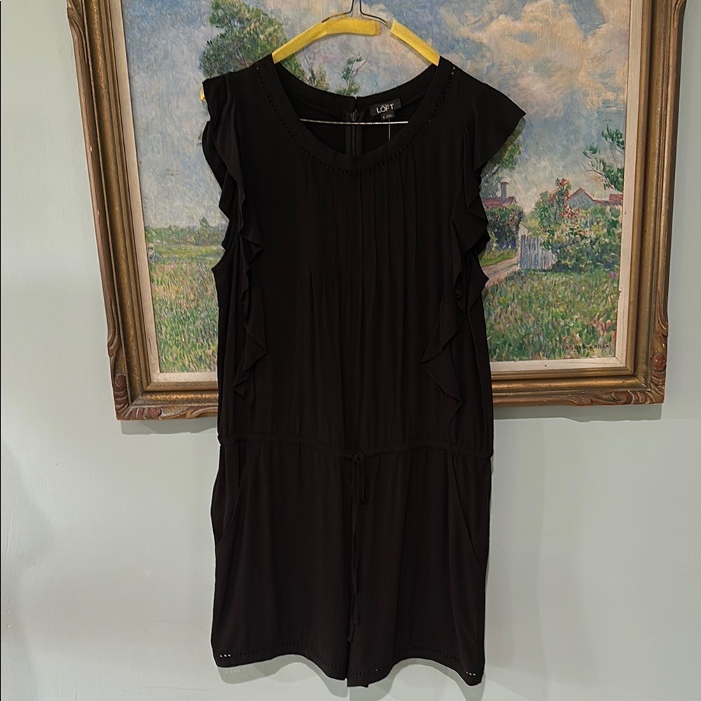 LOFT Black Ruffle Sleeve romper